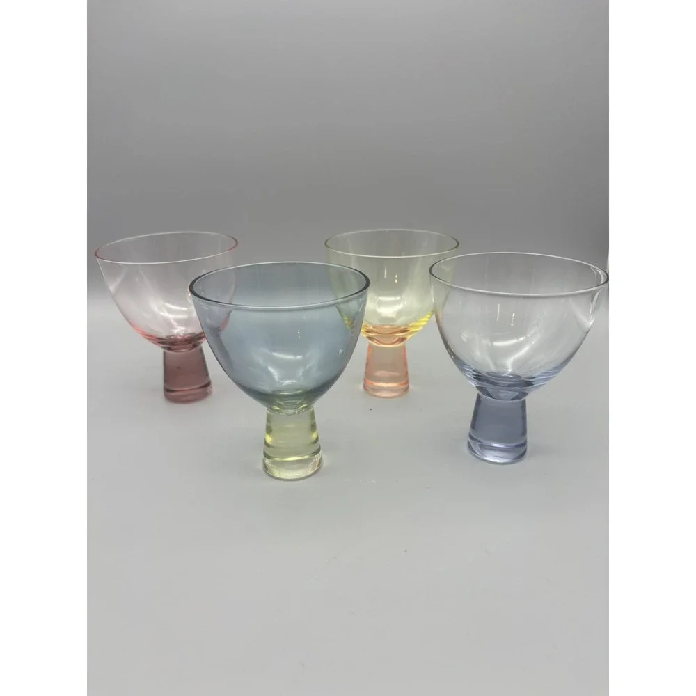Art Deco Style Barware Glasses Multi Color Set of 4